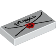 Visuel indicatif Rebrickable de Tuile 1 x 2 avec Lettre avec Script et Sceau imprimé (Tile 1 x 2 with Letter with Script and Seal Print)