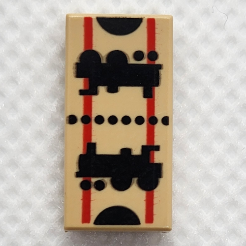 Visuel indicatif Rebrickable de Tuile 1 x 2 avec deux Locomotives imprimé (billet de train) (Tile 1 x 2 with Two Locomotives Print (Train Ticket))