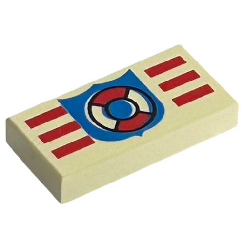 Visuel indicatif Rebrickable de Tuile 1 x 2 avec motif imprimé Garde côtière (Tile 1 x 2 with Coast Guard Print)