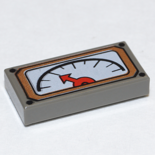 Visuel indicatif Rebrickable de Carreau 1 x 2 avec aiguille rouge calibre motif imprimé (Tile 1 x 2 with Red Needle Gauge Print)