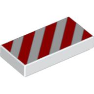 Visuel indicatif Rebrickable de Tuile 1 x 2 avec motif imprimé rayures rouges diagonales (Tile 1 x 2 with Diagonal Red Stripes Print)