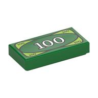 Visuel indicatif Rebrickable de Tuile 1 x 2 avec motif imprimé '100' (Tile 1 x 2 with '100' Banknote Print)