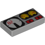 Visuel indicatif Rebrickable de Tuile 1 x 2 avec motif imprimé Rouge 82, Jaune et Blanc (Tile 1 x 2 with Red 82, Yellow and White Gauges Print)