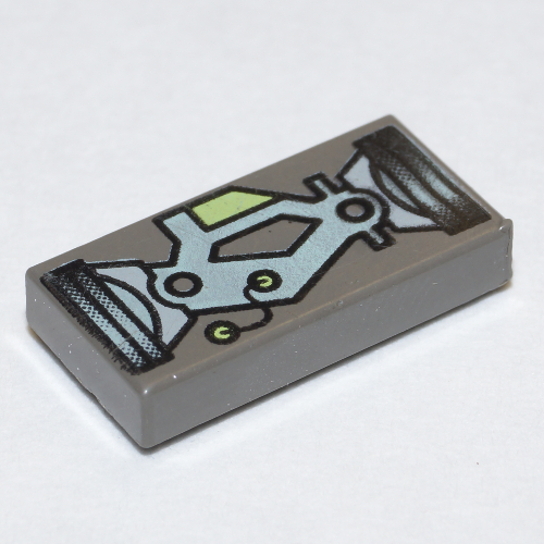 Visuel indicatif Rebrickable de Tuile 1 x 2 avec motif imprimé mécanique gris LoM (Tile 1 x 2 with LoM Gray Mechanical Print)