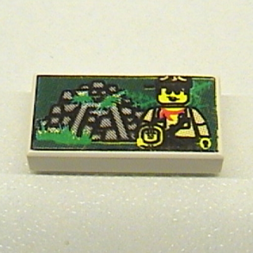 Visuel indicatif Rebrickable de Tuile 1 x 2 avec motif imprimé minifigurine et Ruines de la Jungle (Tile 1 x 2 with Minifig and Jungle Ruins Print)