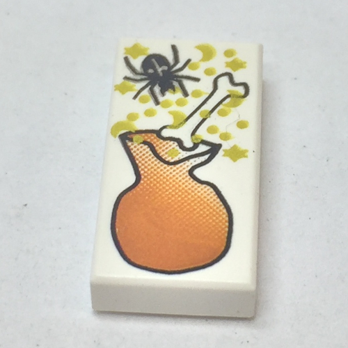 Visuel indicatif Rebrickable de Tuile 1 x 2 avec motif imprimé araignée et sac (Tile 1 x 2 with Spider and Bag Print)