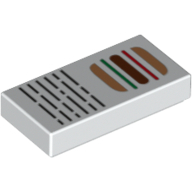 Visuel indicatif Rebrickable de Tuile 1 x 2 avec Hamburger et écriture imprimée (Tile 1 x 2 with Hamburger and Writing Print)