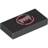 Visuel indicatif Rebrickable de Tuile 1 x 2 avec des crocs blancs et motif imprimé rouge foncé (Tile 1 x 2 with White Fangs and Dark Red Print)