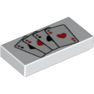 Visuel indicatif Rebrickable de Tuile 1 x 2 avec des cartes à jouer Quatre Aces motif imprimé (Tile 1 x 2 with Playing Cards Four Aces Print)