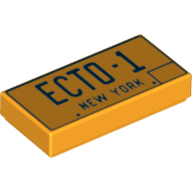 Visuel indicatif Rebrickable de Tuile 1 x 2 avec motif imprimé 'ECTO-1' et 'NEW YORK' plaque (Tile 1 x 2 with 'ECTO-1' and 'NEW YORK' License Plate Print)