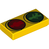 Visuel indicatif Rebrickable de Tuile 1 x 2 avec feu vert marche et rouge ne marchent pas motif imprimé (Tile 1 x 2 with Traffic Light Green Walk and Red Don't Walk Print)