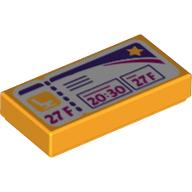 Visuel indicatif Rebrickable de Tuile 1 x 2 avec billet d'avion, heure et motif imprimé '27 F' (Tile 1 x 2 with Airplane Boarding Pass Ticket, Time and '27 F' Print)