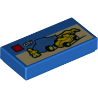 Visuel indicatif Rebrickable de Carreau 1 x 2 avec LEGO coffret box, 'CITY', 2 voitures (dune poussette transporteur) motif imprimé (Tile 1 x 2 with LEGO Set Box, 'CITY', 2 Cars (Dune Buggy Transporter) Print)