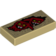 Visuel indicatif Rebrickable de Tuile 1 x 2 avec motif imprimé rouge Globlins (Tile 1 x 2 with Red Globlins Print)