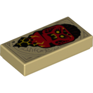 Visuel indicatif Rebrickable de Tuile 1 x 2 avec tête de figurine monstre rouge avec yeux jaunes et crocs motif imprimé (Nexo Knights livre de la peur) (Tile 1 x 2 with Red Monster Minifig Head with Yellow Eyes and Fangs Print (Nexo Knights Book of Fear))