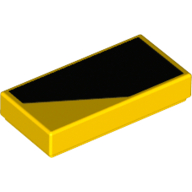 Visuel indicatif Rebrickable de Tuile 1 x 2 avec motif imprimé en forme de coin noir/bande épaisse pour le côté droit du modèle (Tile 1 x 2 with Black Wedge-shape/Thick Stripe Print for Right Side of Model)