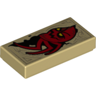 Visuel indicatif Rebrickable de Tuile 1 x 2 avec un monstre d'araignée rouge avec des yeux jaunes motif imprimé (livre de vengeance) (Tile 1 x 2 with Red Spider Monster with Yellow Eyes Print (Book of Revenge))