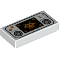 Visuel indicatif Rebrickable de Tuile 1 x 2 avec jeu vidéo tenu à la main et motif imprimé extraterrestre pixélisé (Tile 1 x 2 with Hand-Held Videogame and Pixelated Alien Print)