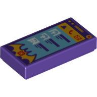 Visuel indicatif Rebrickable de Tuile 1 x 2 avec téléphone intelligent avec contact, téléphone, courrier et Batgirl logo forme motif imprimé (Tile 1 x 2 with Smart Phone with Contact, Phone, Mail and Batgirl Logo Shape Print)