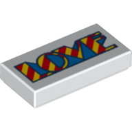 Visuel indicatif Rebrickable de Tuile 1 x 2 avec motif imprimé psychédélique 'Love' (Tile 1 x 2 with Psychedelic 'Love' Print)
