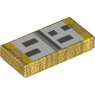 Visuel indicatif Rebrickable de Tuile 1 x 2 avec motif imprimé noir, blanc et gris pixélisé (Minecraft livre ouvert) (Tile 1 x 2 with Pixelated Black, White and Gray Print (Minecraft Open Book))