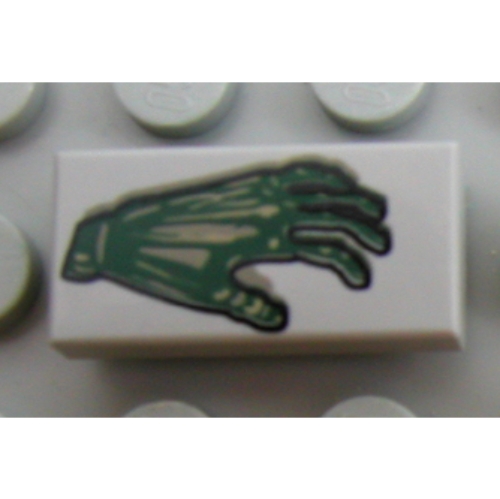Visuel indicatif Rebrickable de Tuile 1 x 2 avec motif imprimé main vert effrayant (Tile 1 x 2 with Spooky Green Hand Print)
