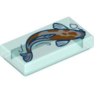 Visuel indicatif Rebrickable de Tuile 1 x 2 avec motif imprimé Orange/Poisson Blanc (Koi) (Tile 1 x 2 with Orange/White Fish (Koi) Print)