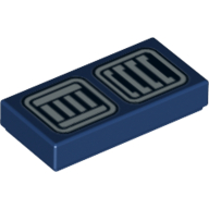 Visuel indicatif Rebrickable de Tuile 1 x 2 avec motif imprimé SW R2-D2 astromécano droïde Vents (Tile 1 x 2 with SW R2-D2 Astromech Droid Vents Print)