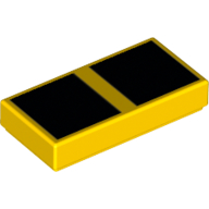 Visuel indicatif Rebrickable de Tuile 1 x 2 avec 2 grands carrés noirs motif imprimé (Tile 1 x 2 with 2 Large Black Squares Print)