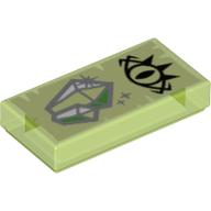 Visuel indicatif Rebrickable de Tuile 1 x 2 avec motif imprimé cristal vert et œil noir (Tile 1 x 2 with Green Crystal and Black Eye Print)