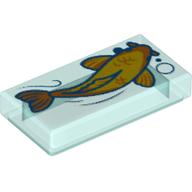 Visuel indicatif Rebrickable de Tuile 1 x 2 avec motif imprimé Poisson Jaune/Orange (Koi) (Tile 1 x 2 with Yellow/Orange Fish (Koi) Print)