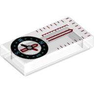 Visuel indicatif Rebrickable de Tuile 1 x 2 avec motif imprimé boussole (Tile 1 x 2 with Compass Print)