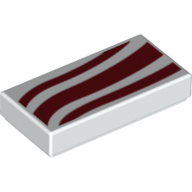 Visuel indicatif Rebrickable de Tuile 1 x 2 avec des vagues rouge foncé (foulard) motif imprimé (Tile 1 x 2 with Dark Red Waves (Scarf) Print)