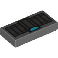Visuel indicatif Rebrickable de Tuile 1 x 2 avec des rectangles argentés et moyen motif imprimé trapèze azur (brassard Black Widow) (Tile 1 x 2 with Silver Rectangles and Medium Azure Trapezoid Print (Black Widow Cuff))