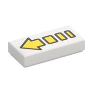 Visuel indicatif Rebrickable de Tuile 1 x 2 avec flèche cassée longue jaune avec motif imprimé bord noir (Tile 1 x 2 with Broken Arrow Long Yellow with Black Border Print)