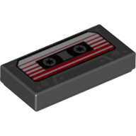 Visuel indicatif Rebrickable de Tuile 1 x 2 avec motif imprimé cassette (Tile 1 x 2 with Cassette Tape Print)