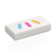 Visuel indicatif Rebrickable de Tuile 1 x 2 avec motif imprimé bleu clair/rose foncé/orange clair clair (Tile 1 x 2 with Bright Light Blue/Dark Pink/Bright Light Orange Stripes Print)
