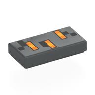 Tuile 1 x 2 avec motif imprimé Noir, Orange, Jaune (Tile 1 x 2 with Black, Orange, Yellow Squares Print)