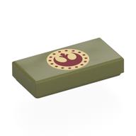 Visuel indicatif Rebrickable de Tuile 1 x 2 avec le feu/rouge foncé logo nouvelle république motif imprimé (Tile 1 x 2 with Tan/Dark Red New Republic Logo Print)