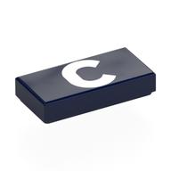 Visuel indicatif Rebrickable de Tuile 1 x 2 avec motif imprimé blanc 'C' (Tile 1 x 2 with White 'C' Print)