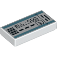 Visuel indicatif Rebrickable de Tuile 1 x 2 avec code à barres, BLL CDG Ticket motif imprimé (Tile 1 x 2 with Bar Code, BLL CDG Plain Ticket Print)