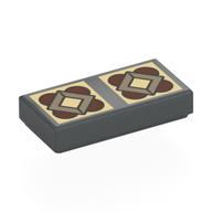 Visuel indicatif Rebrickable de Tuile 1 x 2 avec 2 carrés beige, carrés beige foncés, motif imprimé demi-cercles brun rougeâtre (Tile 1 x 2 with 2 Tan Squares, Dark Tan Squares, Reddish Brown Half Circles Print)