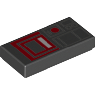 Visuel indicatif Rebrickable de Tuile 1 x 2 avec panneau de contrôle Boutons Afficher le motif imprimé (Tile 1 x 2 with Control Panel Buttons Display Print)