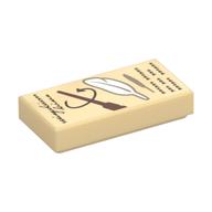 Visuel indicatif Rebrickable de Tuile 1 x 2 avec parchemin, plume, baguette motif imprimé (Tile 1 x 2 with Scroll, Feather, Wand Print)
