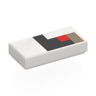 Visuel indicatif Rebrickable de Tuile 1 x 2 avec motif imprimé Rouge/Noir/beige Noir (Tile 1 x 2 with Pixelated Red/Black/Dark Tan Eye Print)