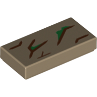 Visuel indicatif Rebrickable de Tuile 1 x 2 avec motif imprimé écorce d'arbre (Tile 1 x 2 with Tree Bark Print)
