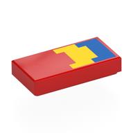 Visuel indicatif Rebrickable de Tuile 1 x 2 avec motif imprimé de formes bleues et jaunes (Tile 1 x 2 with Blue, Yellow Shapes Print)