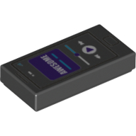 Visuel indicatif Rebrickable de Tuile 1 x 2 avec téléphone intelligent avec écran violet, motif imprimé blanc 'Awesome' (Tile 1 x 2 with Smart Phone with Purple Screen, White 'Awesome' Print)