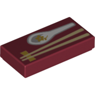 Visuel indicatif Rebrickable de Tuile 1 x 2 avec baguettes, cuillère motif imprimé (Tile 1 x 2 with Chopsticks, Spoon Print)