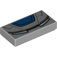 Visuel indicatif Rebrickable de Tuile 1 x 2 avec yeux blancs rectangle, masque bleu motif imprimé (Tile 1 x 2 with Rectangle White Eyes, Blue Mask Print)
